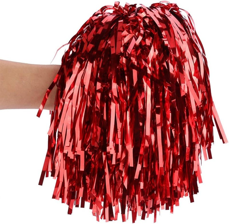woobles Cheerleading Poms, Cheer Plastic Pom for Ball Fancy Dress Night Cheer Party Costume Sports Dance(Red) - Image 4